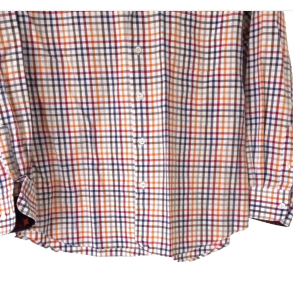 Jimmy Au Beverly Hills Men’s Medium Short Check Shirt Flip Cuff Button Down EUC - Picture 10 of 13